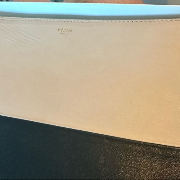 Celine two tone leather clutch pouch - black & beige - Picture 5 of 8